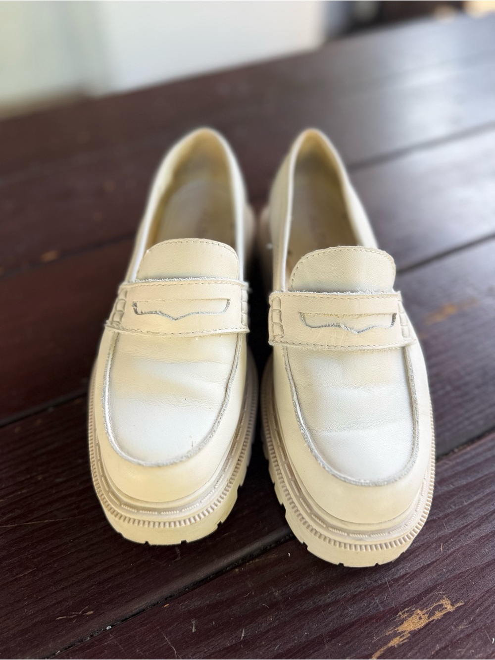 ALDO Off White Chunky Penny Loafers Flats Womens Size 7